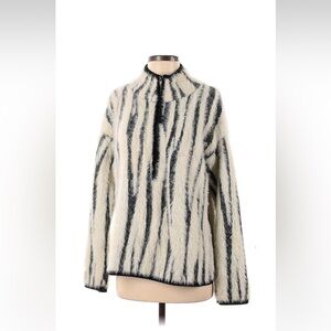 Anthropologie Fuzzy Black and Cream Turtleneck Sweater